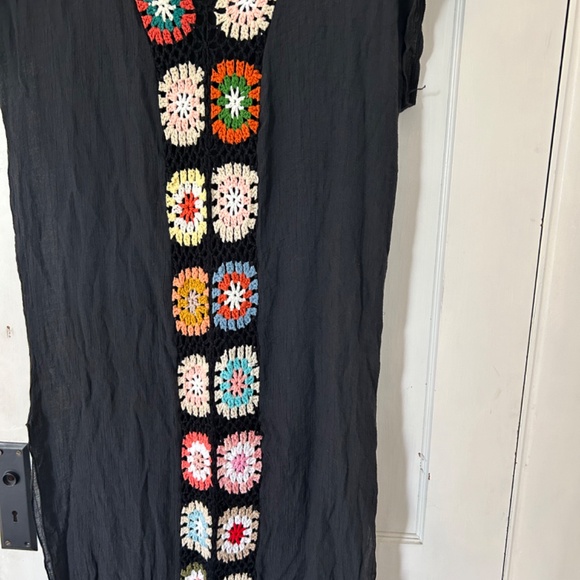 Bsubseach Floral Patchwork Deep V Neck Crochet Cover Up Short Sleeve Dress - Picture 11 of 16